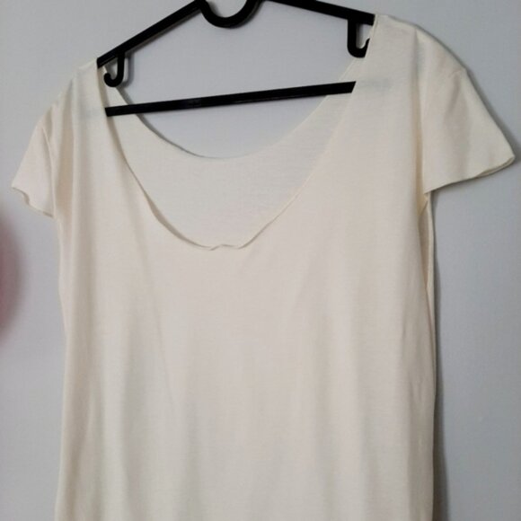 THREADLESS - NWOT 100% Cotton Scoop Neck Cap Sleeve T-Shirt Light Top Ivory Sz M - Picture 6 of 16